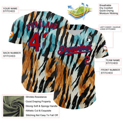 Maxcorners Custom Black Red-Royal 3D Pattern Design Burner Costumes Zebra Print Premium Baseball Jersey LM0210