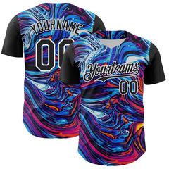 Maxcorners Custom Black White 3D Pattern Design Burner Costumes Lava Premium Baseball Jersey LM0210