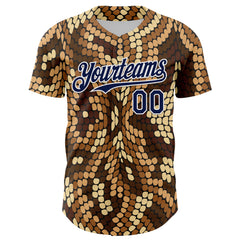Maxcorners Custom Brown Navy-White 3D Pattern Design Burner Costumes Snake Print Premium Baseball Jersey LM0210