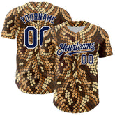 Maxcorners Custom Brown Navy-White 3D Pattern Design Burner Costumes Snake Print Premium Baseball Jersey LM0210