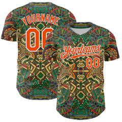 Maxcorners Custom Green Orange-White 3D Pattern Design Burner Costumes Exotic Authentic Baseball Jersey
LM0609