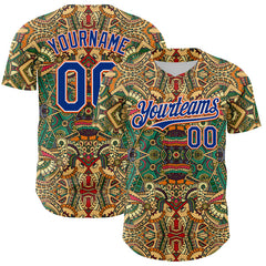 Maxcorners Custom Green Royal White-Orange 3D Pattern Design Burner Costumes Exotic Authentic Baseball Jersey
LM0609