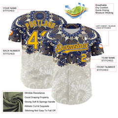 Maxcorners Custom White Yellow-Brown 3D Pattern Design Burner Costumes Paisley Premium Baseball Jersey LM0210