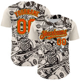 Maxcorners Custom White Orange Black-Yellow 3D Pattern Design Rave Party Vintage Cash Money Premium Baseball Jersey LM0210
