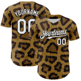 Maxcorners Custom Brown White-Black 3D Pattern Design Rave Party Animal Leopard Print Premium Baseball Jersey LM0210