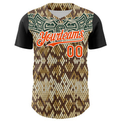 Maxcorners Custom Black Orange-White 3D Pattern Design Rave Party Animal Snake Python Print Premium Baseball Jersey LM0210