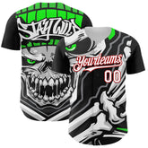 Maxcorners Custom Black White-Red 3D Pattern Design Burner Costumes Skull Premium Baseball Jersey LM0210