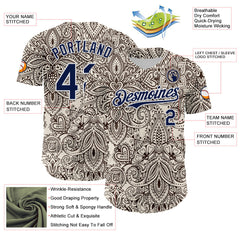 Maxcorners Custom Cream Navy-White 3D Pattern Design Burner Costumes Paisley Bandana Premium Baseball Jersey LM0210
