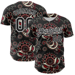 Maxcorners Custom Black White 3D Pattern Design Burner Costumes Paisley Bandana Authentic Baseball Jersey
LM0609