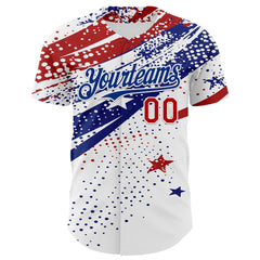 Maxcorners Custom White Red-Royal 3D American Flag National Symbols Bald Eagle Premium Baseball Jersey LM0210