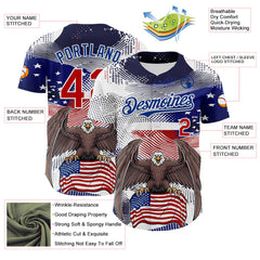Maxcorners Custom Cream Red Royal-White 3D Retro American Flag Premium Baseball Jersey LM0210