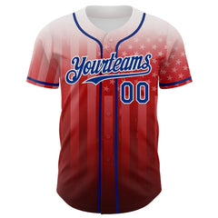 Maxcorners Custom White Red Navy-Royal 3D American Flag America-Inspired Premium Baseball Jersey LM0210