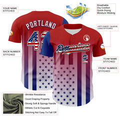 Maxcorners Custom Navy Star Red-White 3D American Flag Premium Baseball Jersey LM0210