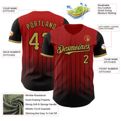 Maxcorners Custom Red Old Gold-Black 3D Pattern Design Gradient Geometric Shape Premium Baseball Jersey LM0210