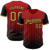 Maxcorners Custom Red Old Gold-Black 3D Pattern Design Gradient Geometric Shape Premium Baseball Jersey LM0210