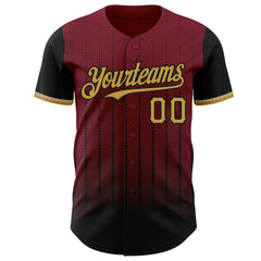 Maxcorners Custom Crimson Old Gold-Black 3D Pattern Design Gradient Geometric Shape Premium Baseball Jersey LM0210