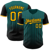 Maxcorners Custom Teal Gold-Black 3D Pattern Design Gradient Geometric Shape Premium Baseball Jersey LM0210