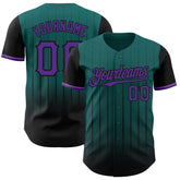 Maxcorners Custom Teal Purple-Black 3D Pattern Design Gradient Geometric Shape Premium Baseball Jersey LM0210