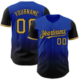 Maxcorners Custom Thunder Blue Old Gold-Black 3D Pattern Design Gradient Geometric Shape Premium Baseball Jersey LM0210