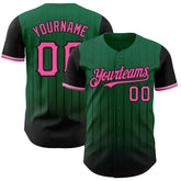 Maxcorners Custom Kelly Green Pink-Black 3D Pattern Design Gradient Geometric Shape Premium Baseball Jersey LM0210