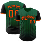 Maxcorners Custom Kelly Green Orange-Black 3D Pattern Design Gradient Geometric Shape Premium Baseball Jersey LM0210