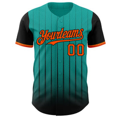 Maxcorners Custom Aqua Orange-Black 3D Pattern Design Gradient Geometric Shape Premium Baseball Jersey LM0210