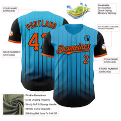 Maxcorners Custom Sky Blue Orange-Black 3D Pattern Design Gradient Geometric Shape Premium Baseball Jersey LM0210