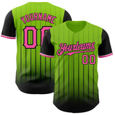 Maxcorners Custom Neon Green Pink-Black 3D Pattern Design Gradient Geometric Shape Premium Baseball Jersey LM0210