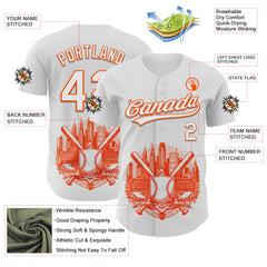 Maxcorners Custom White Orange 3D Urban City Edition Sports Premium Baseball Jersey LM0210