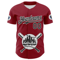 Maxcorners Custom Cardinal Black-White 3D Urban City Edition Sports Premium Baseball Jersey LM0210
