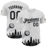 Maxcorners Custom White Black-Gray 3D Urban City Edition Sports Premium Baseball Jersey LM0210