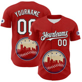 Maxcorners Custom Red White Blue Cream-Black 3D Urban City Edition Sports Premium Baseball Jersey LM0210