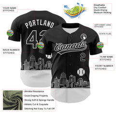 Maxcorners Custom Black White 3D Urban City Edition Sports Premium Baseball Jersey LM0210