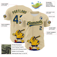 Maxcorners Custom Cream US Navy Blue Yellow-Red 3D Urban City Edition Sports Premium Baseball Jersey LM0210