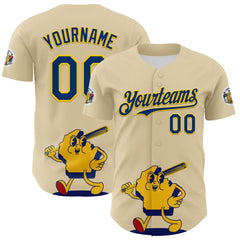 Maxcorners Custom Cream US Navy Blue Yellow-Red 3D Urban City Edition Sports Premium Baseball Jersey LM0210