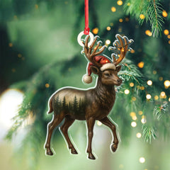 Maxcorners Rustic Deer Christmas Ornament, Woodland Reindeer Holiday Tree Decoration
LM0411