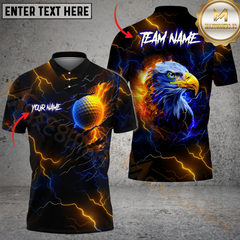 Maxcorners Golf American Eagle Lightning Multicolor Customized Name, Team Name 3D Shirts