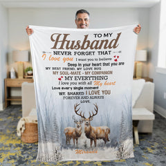 Maxcorners Personalized To My Husband Hunting Deer Fleece Blanket – Custom Name Gift for Husband, Anniversary LM1611