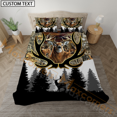 Maxcorners Deer Hunting Brown Camouflage Forest Pattern Bedding Set 3D All Over Printed