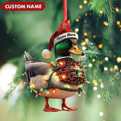 Maxcorners Personalized Duck Acrylic Christmas Ornament Funny Custom Hunting Tree Decoration For Hunters LM0110