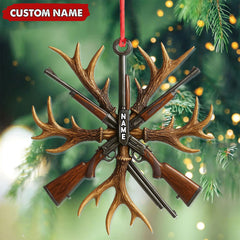 Maxcorners Custom Name Hunting Ornament, Antlers and Rifles Christmas Decor for Hunters
LM0411