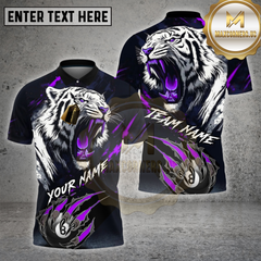 Maxcorners Billiard Shirt White Tiger Claw Slash Design Multi Options Personalized Name, Team Name 3D Shirt