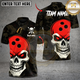 Maxcorners Bowling Skull Ball Multicolor Customized Name, Team Name 3D Shirts