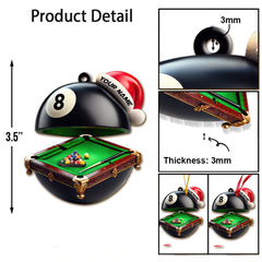 Maxcorners Custom Name Billiard Ornament, Billiard Lover Christmas Gift70 2D Flat LM2111