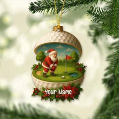 Maxcorners Personalized Santa Golf Ornament, Custom Golf Decor Christmas Gift For Golfer, Golf Christmas Ornaments