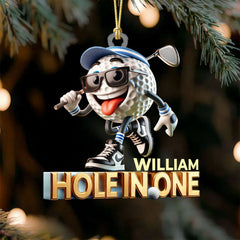 Maxcorners Hole In One Funny Golf Ball Acrylic Ornament, Golf Xmas Ornaments, Golf Christmas Gifts LM1611
