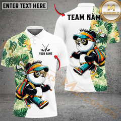 Maxcorners Tropical Panda Golf Polo Shirt, Custom Name & Team Name Golf 3D Shirts 63