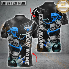 Maxcorners Bowling Viper And Skull Thunder Multicolor Options Personalized Name, Team Name 3D Shirt