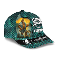 Maxcorners Gone Squatchin' And Catchin, Fishing Hook Hat, Fishing Trucker Hat, Fishing Cap For Men, Fishing Gifts For Dad