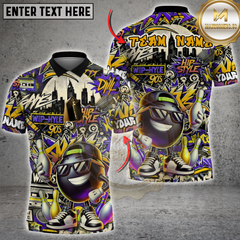 Maxcorners Bowling Graffiti Funny Ball Street Style Multicolor Customized Name, Team Name 3D Shirts